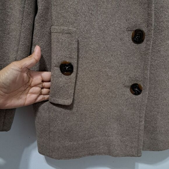 Calvin Klien Wool Silk Blend Preppy Minimalist Coat Size Tag Missing Large Tan - Picture 8 of 17